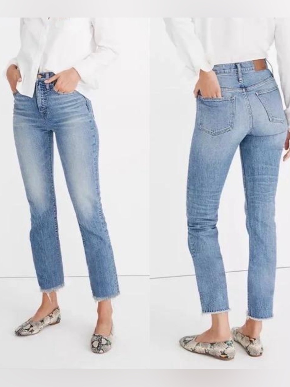 Madewell Light Wash Cropped Straight Jeans